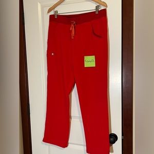 Womens medium Pop Red Kade cargo scrub pants- figs